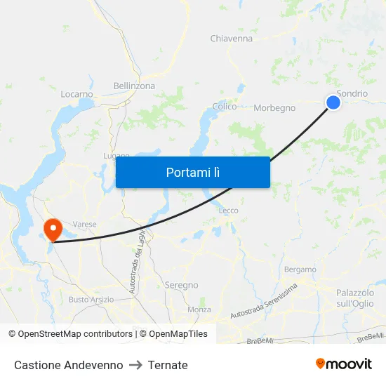 Castione Andevenno to Ternate map