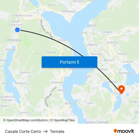 Casale Corte Cerro to Ternate map