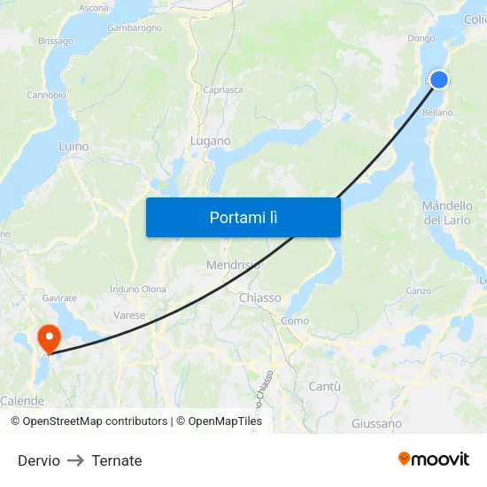 Dervio to Ternate map
