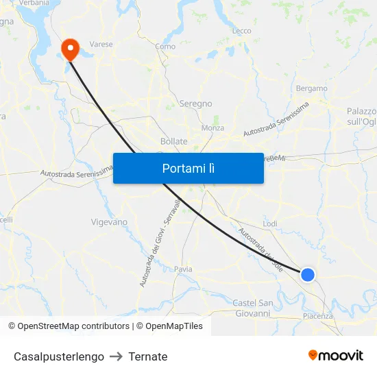 Casalpusterlengo to Ternate map