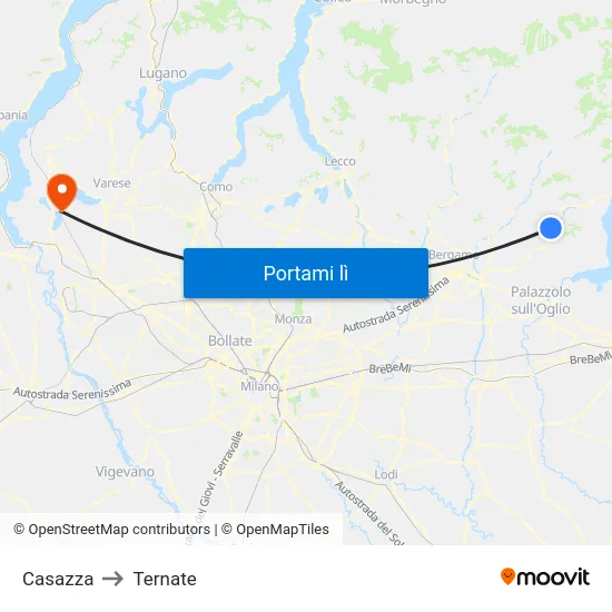 Casazza to Ternate map