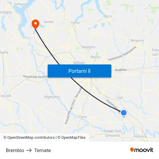 Brembio to Ternate map