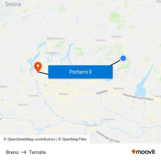 Breno to Ternate map