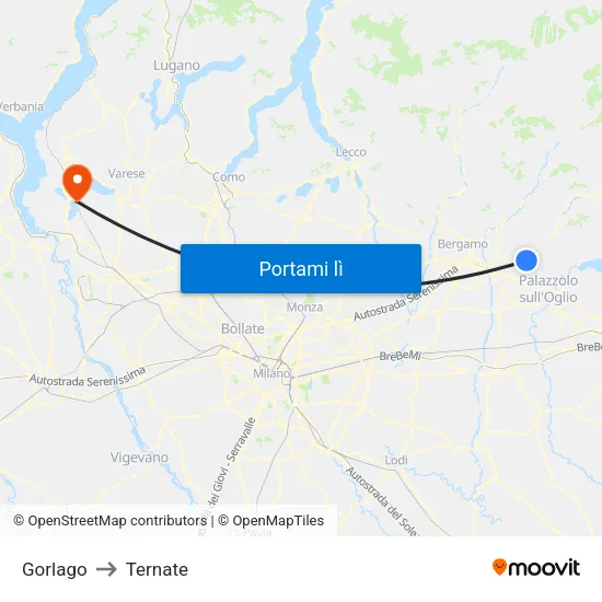 Gorlago to Ternate map