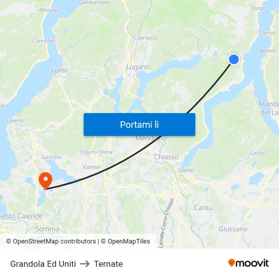 Grandola Ed Uniti to Ternate map