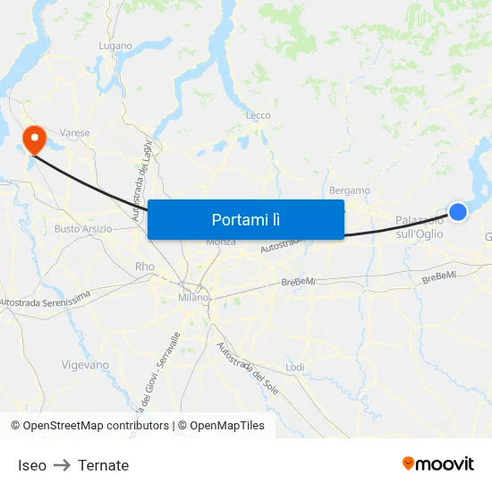 Iseo to Ternate map