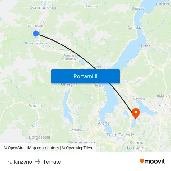 Pallanzeno to Ternate map