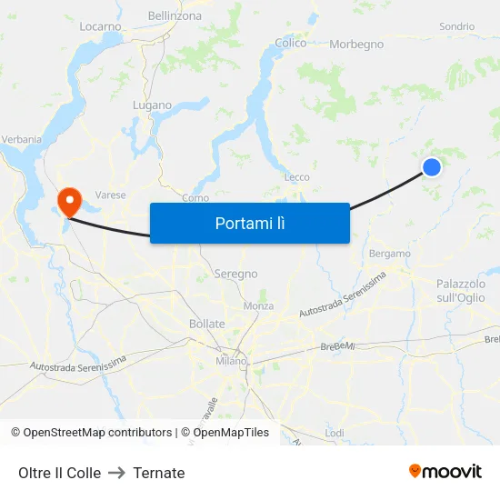 Oltre Il Colle to Ternate map