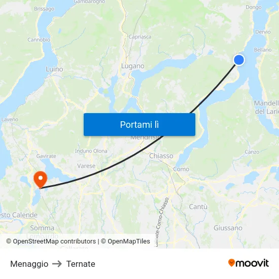Menaggio to Ternate map