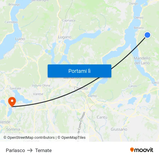 Parlasco to Ternate map