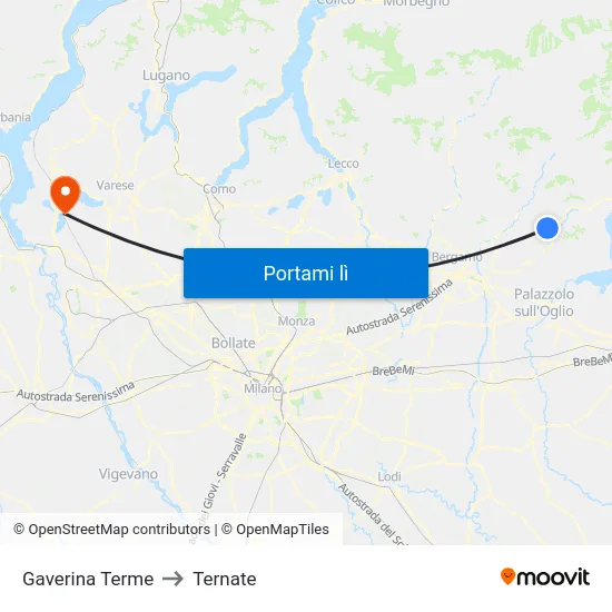 Gaverina Terme to Ternate map