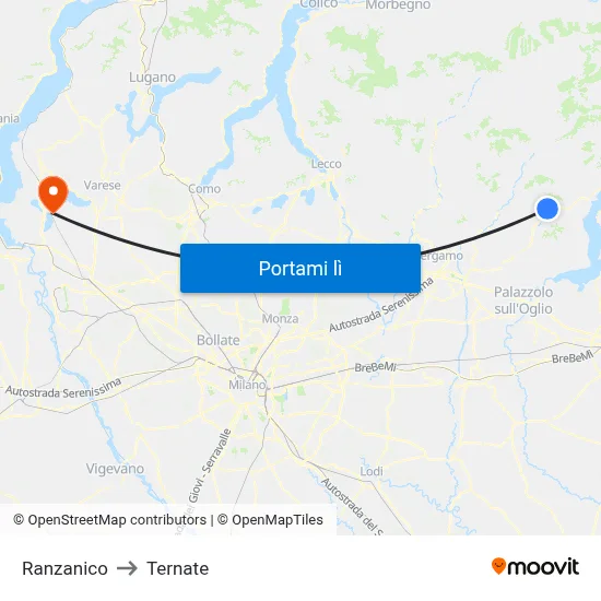 Ranzanico to Ternate map