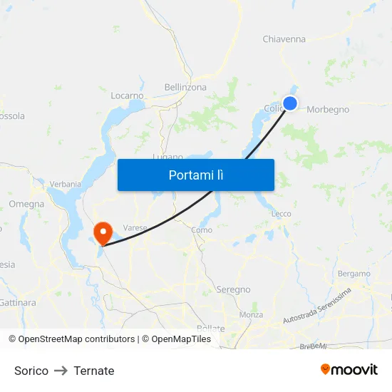 Sorico to Ternate map