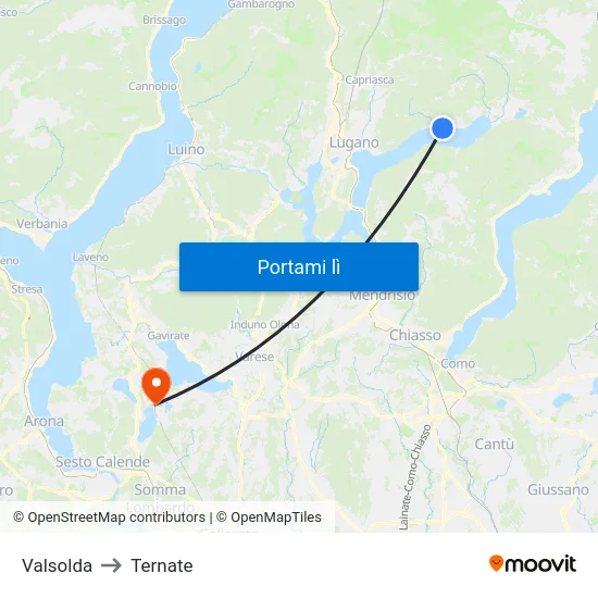 Valsolda to Ternate map