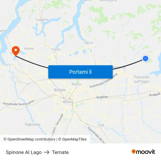 Spinone Al Lago to Ternate map