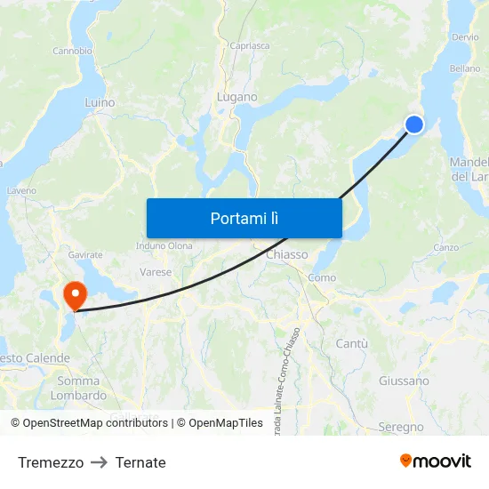 Tremezzo to Ternate map