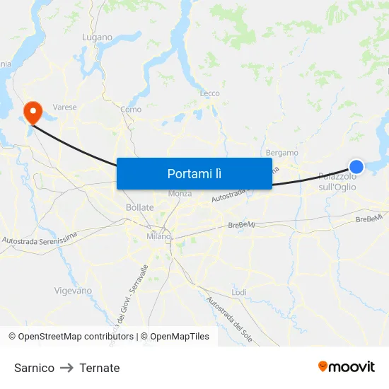 Sarnico to Ternate map
