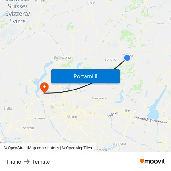 Tirano to Ternate map