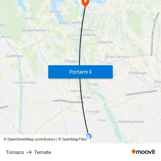 Tornaco to Ternate map