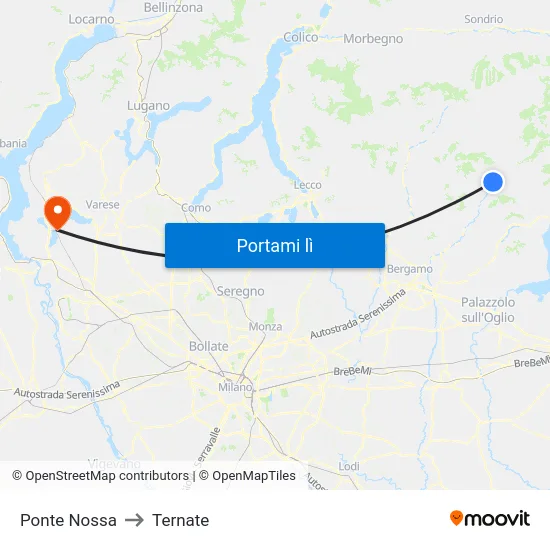 Ponte Nossa to Ternate map