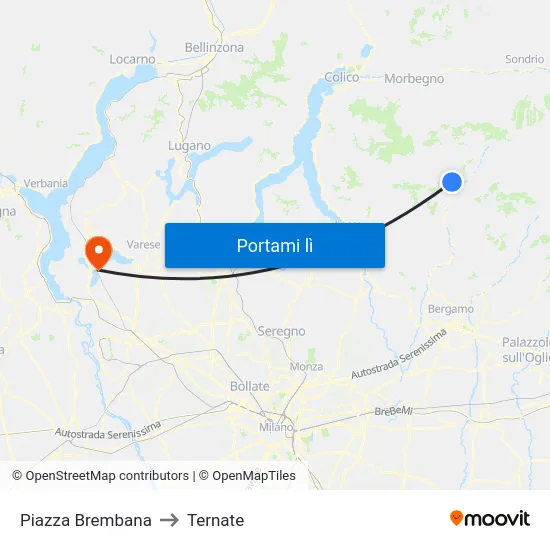 Piazza Brembana to Ternate map