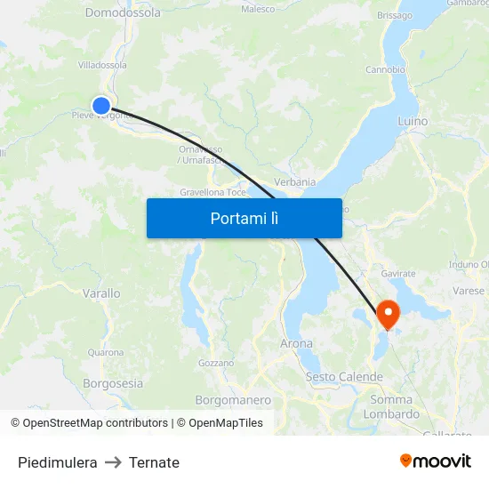Piedimulera to Ternate map