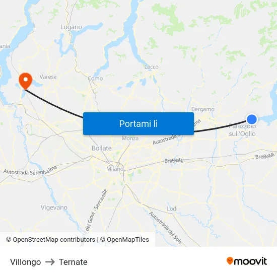 Villongo to Ternate map
