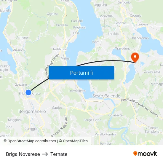 Briga Novarese to Ternate map