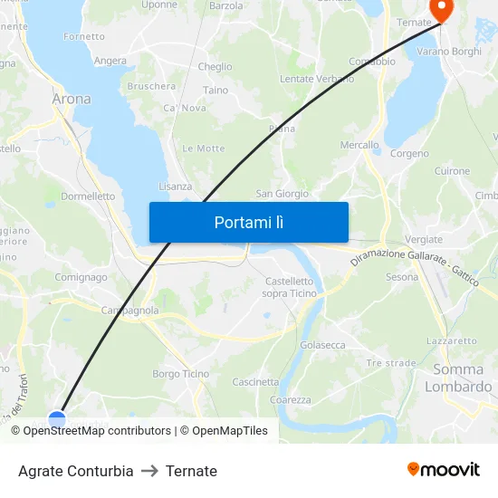 Agrate Conturbia to Ternate map