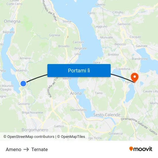 Ameno to Ternate map