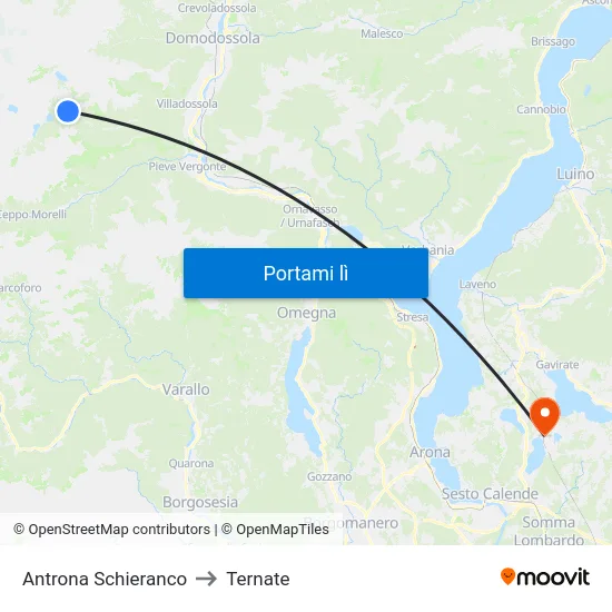 Antrona Schieranco to Ternate map