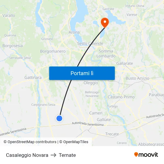 Casaleggio Novara to Ternate map