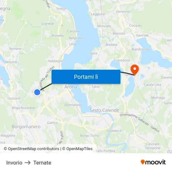 Invorio to Ternate map