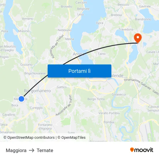 Maggiora to Ternate map