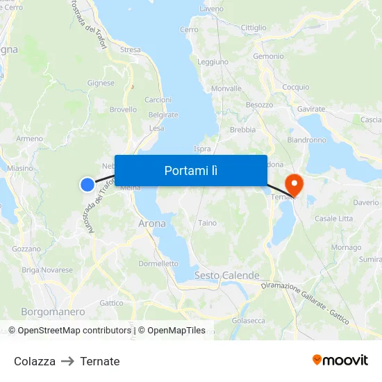 Colazza to Ternate map