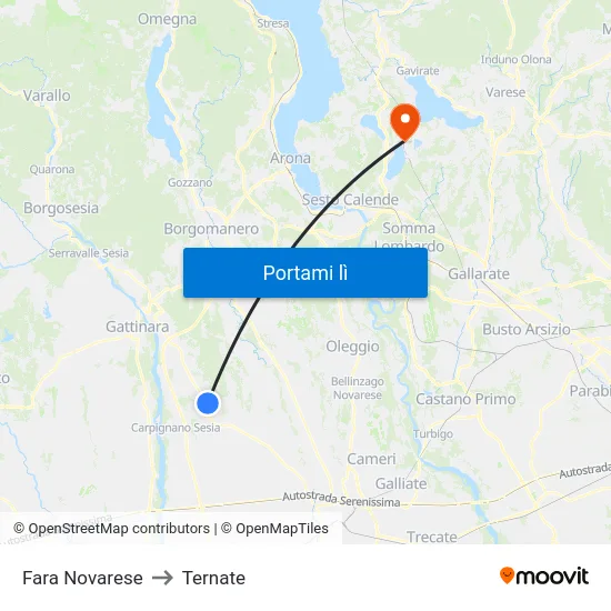 Fara Novarese to Ternate map