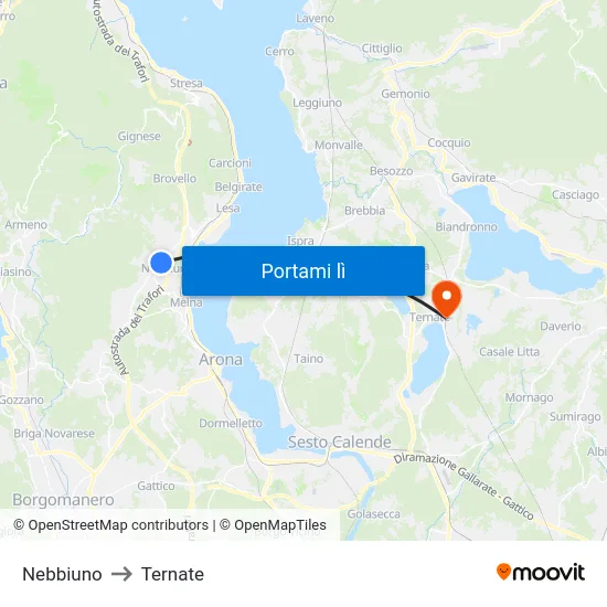 Nebbiuno to Ternate map