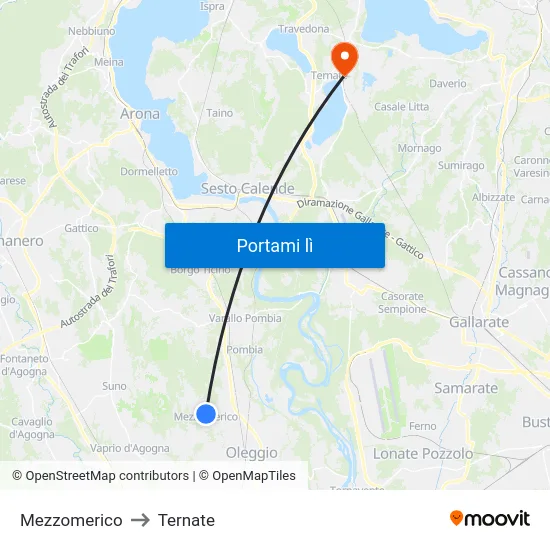 Mezzomerico to Ternate map