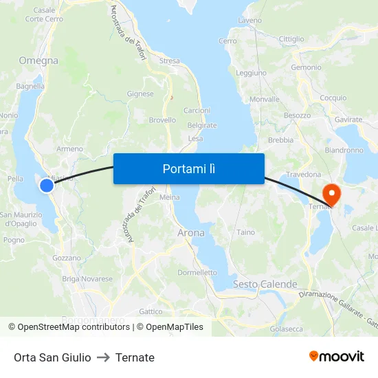 Orta San Giulio to Ternate map