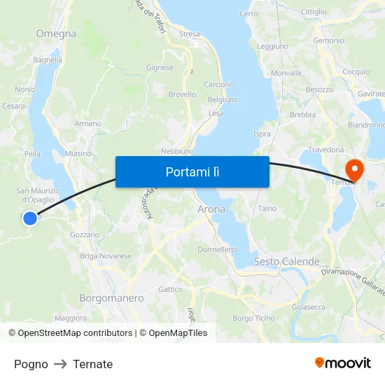Pogno to Ternate map