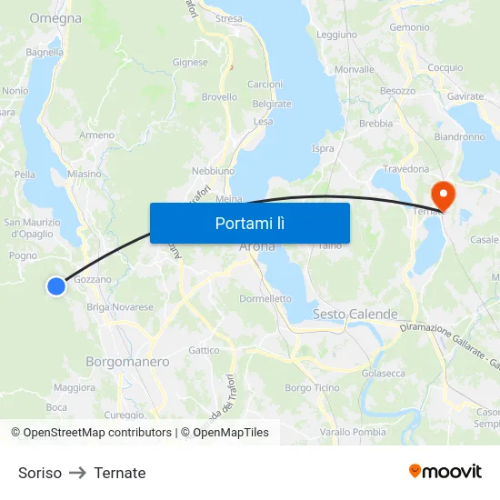 Soriso to Ternate map