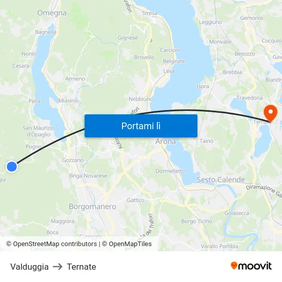 Valduggia to Ternate map