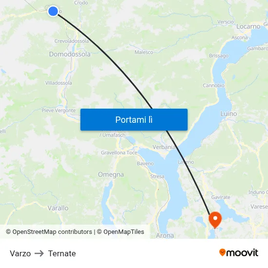 Varzo to Ternate map