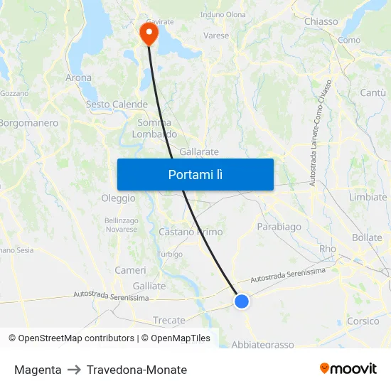 Magenta to Travedona-Monate map