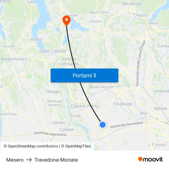 Mesero to Travedona-Monate map