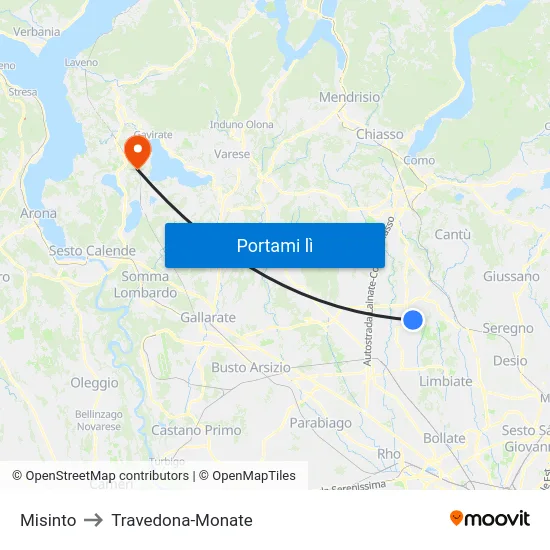 Misinto to Travedona-Monate map