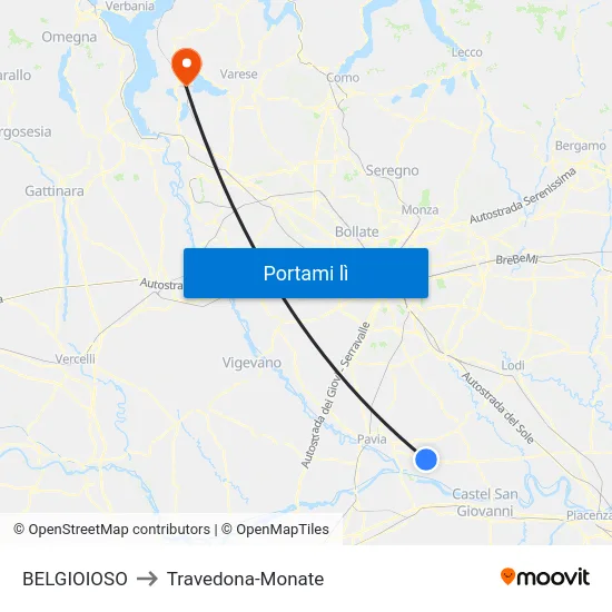 BELGIOIOSO to Travedona-Monate map