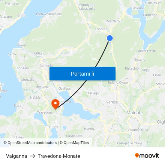 Valganna to Travedona-Monate map