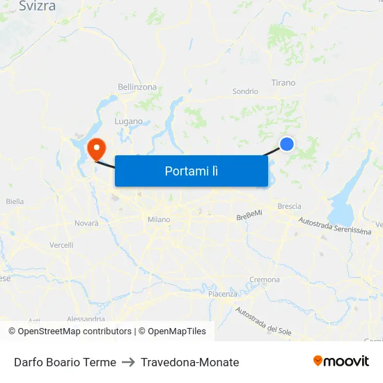 Darfo Boario Terme to Travedona-Monate map
