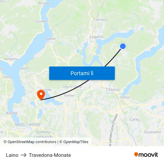 Laino to Travedona-Monate map